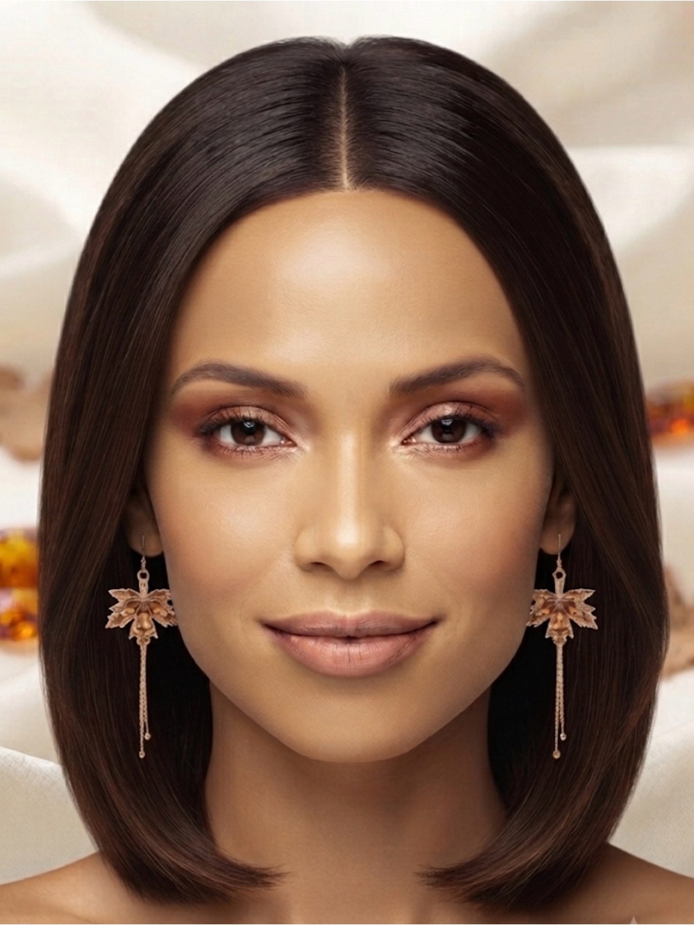 Crystal Maple Leaf Drop Earrings